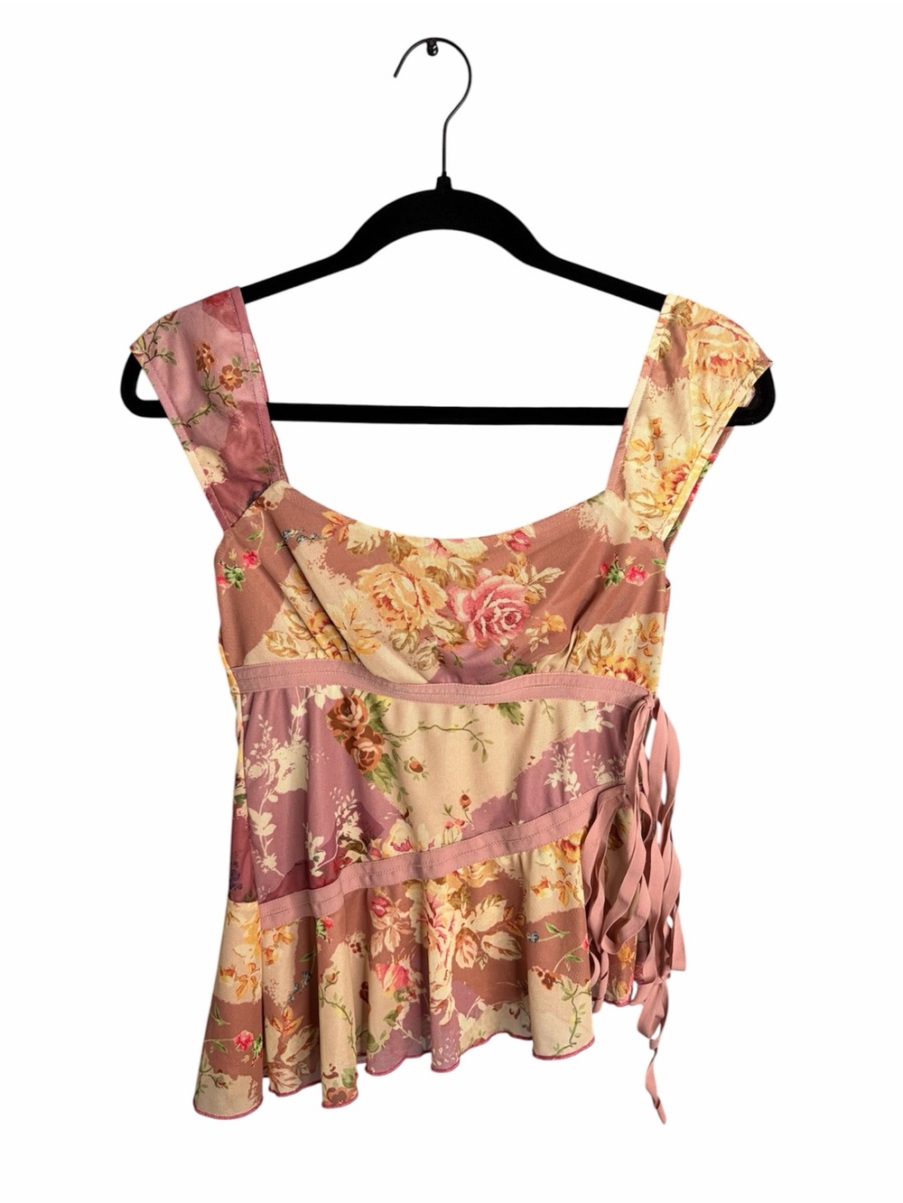 Cider Floral Mesh Asymmetrical Cami Tank Top Size XXS
